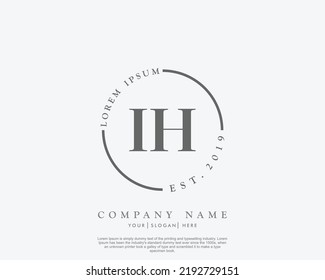 Letter IH Initial handwriting logo with signature and hand drawn style.
