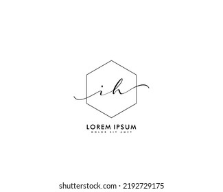 Letter IH Initial handwriting logo with signature and hand drawn style.