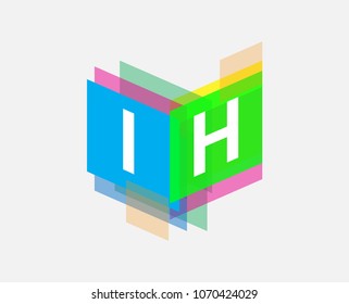 Letter IH logo with colorful geometric shape, letter combination logo design for creative industry, web, business and company.