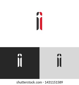 Letter ii linked lowercase logo design template elements. Red letter Isolated on black white grey background. Suitable for business, consulting group company.