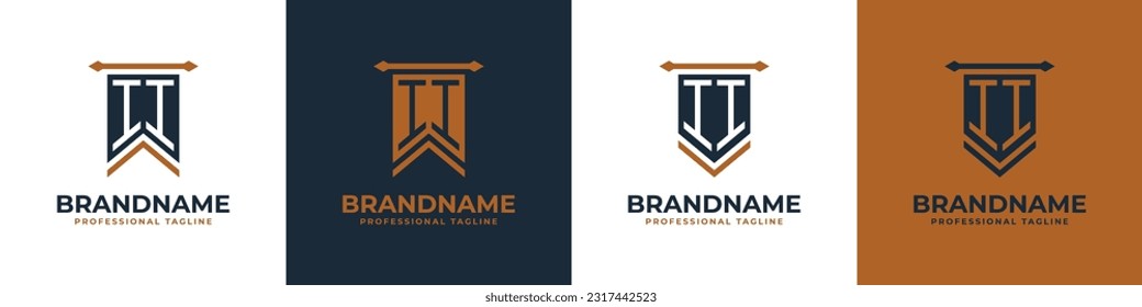 Letter II Pennant Flag Logo Set, Represent Victory. Suitable for any business with I or II initials.