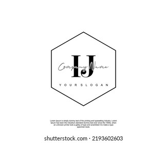 Letter IJ Initial handwriting logo with signature and hand drawn style.