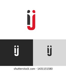 Letter ij linked lowercase logo design template elements. Red letter Isolated on black white grey background. Suitable for business, consulting group company.