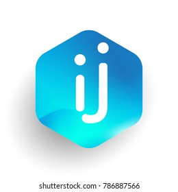 Letter IJ logo in hexagon shape and colorful background, letter combination logo design for business and company identity.
