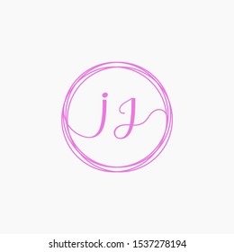 Letter IJ logo template. Creative fashion logo design, couple letter , beauty icon. Initial handwriting or handwritten logo for identity. Logo with hand drawn style. wedding concept -vector