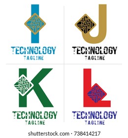 Letter IJKL Logo Technology design vector. 