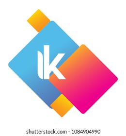 Letter IK logo with colorful geometric shape, letter combination logo design for creative industry, web, business and company.
