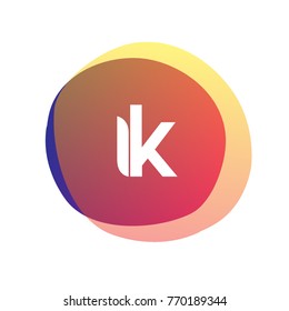 Letter IK logo with colorful splash background, letter combination logo design for creative industry, web, business and company.
