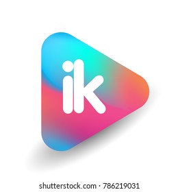 Letter IK logo in triangle shape and colorful background, letter combination logo design for business and company identity.

