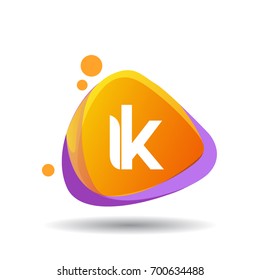 Letter IK logo in triangle splash and colorful background, letter combination logo design for creative industry, web, business and company.