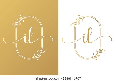 Letter IL Beauty Logo with Flourish Ornament