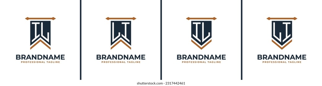 Letter IL and LI Pennant Flag Logo Set, Represent Victory. Suitable for any business with IL or LI initials.