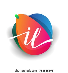 Letter IL logo with colorful splash background, letter combination logo design for creative industry, web, business and company.