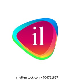 Letter IL logo in triangle shape and colorful background, letter combination logo design for company identity.