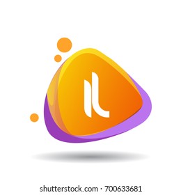 Letter IL logo in triangle splash and colorful background, letter combination logo design for creative industry, web, business and company.