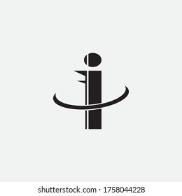 letter i illustration of black circular vector design