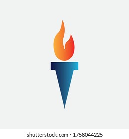 letter i illustration of a fire torch. vector design