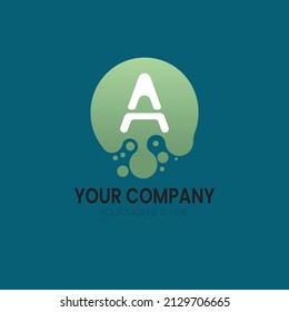 Letter A of illustration vector graphic with green circle particles logo icon design template element. Fit for company, health product, etc.
