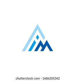 letter im geometric blue mountain sky triangle logo vector