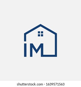 letter IM with House element. Construction logo template, Home and Real Estate icon. Housing Complex Simple Vector Logo Template. - vector