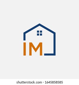 letter IM with House element. Construction logo template, Home and Real Estate icon. Housing Complex Simple Vector Logo Template. - vector