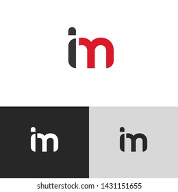 Letter im linked lowercase logo design template elements. Red letter Isolated on black white grey background. Suitable for business, consulting group company.