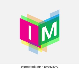 Letter IM logo with colorful geometric shape, letter combination logo design for creative industry, web, business and company.