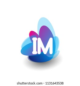 Letter IM logo with colorful splash background, letter combination logo design for creative industry, web, business and company.