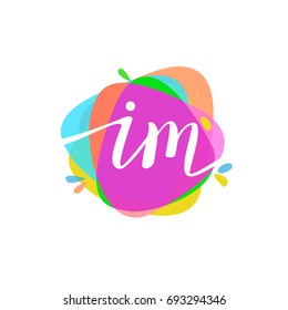 Letter IM logo with colorful splash background, letter combination logo design for creative industry, web, business and company.