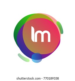 Letter IM logo with colorful splash background, letter combination logo design for creative industry, web, business and company.
