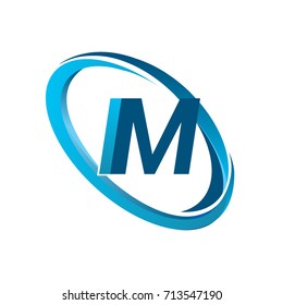 letter IM logotype design for company name colored blue swoosh. vector logo for business and company identity.