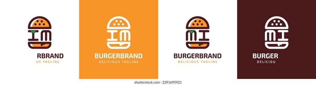 Letter IM and MI Burger Logo, suitable for any business related to burger with IM or MI initials.