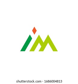 letter im mountain sun abstract geometric logo vector