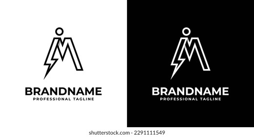 Letter IM Thunderbolt Logo, suitable for any business with IM or MI initials.
