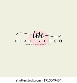 Letter IM Watercolor Lips Premade Logo Design, Logo for Makeup Artist Business Branding, Blush Beauty Boutique Logo Design, Calligraphy Logo