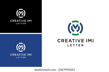 Diseño de logotipo IMI de carta con plantilla de vector de forma circular