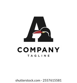 Letter A Inca Tern Bird Logo Icon Vector