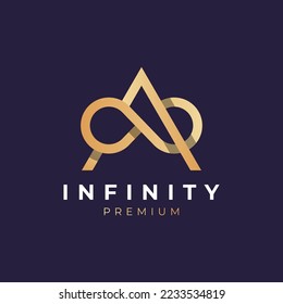 Letter a infinity line logo design vector