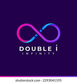 Letter i Infinity Logo design and Blue Purple Gradient Colorful symbol for Business Company Branding and Corporate Identity
