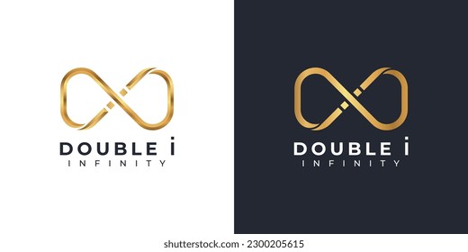 Letra i Diseño de logotipo infinito y símbolo Gold Elegant para marca de empresa e identidad corporativa