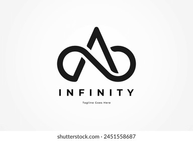 Letra A Infinity Logo. letra A minimalista con combinación de íconos Infinity, utilizable para logotipos de marca y empresa, Ilustración vectorial