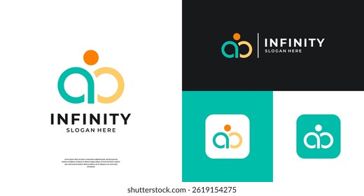 Letra Una Plantilla de logotipo infinito. Icono simple del bucle con el arte de la línea. Utilizable para el negocio, la compañía y la tecnología.