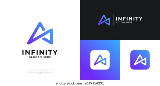Letter A infinity logo template. Simple loop icon with line art. Usable for business, company and technology.