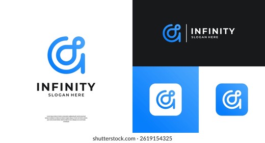 Letter A infinity logo template. Simple loop icon with line art. Usable for business, company and technology.