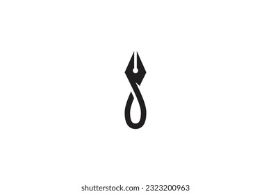Letra I Modelo de diseño de logotipo de pluma Infinity Pen modelo de ilustración vectorial