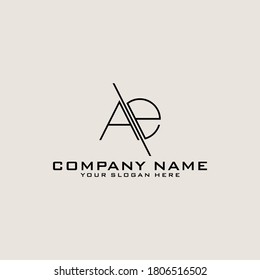 Letter Initial AE logo icon design template.