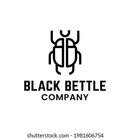 Letter Initial B B BB for Black Beetle Logo Design Template. 
The letter BB forms Beetle in Simple Line Linear Outline Style.