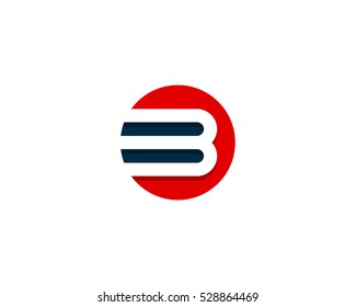 Letter Initial B Circle Negative Space Logo Design Template