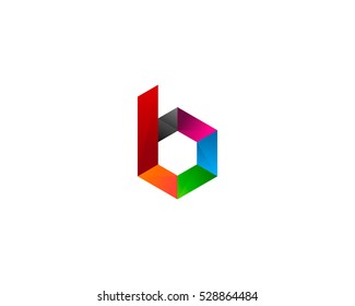 Letter Initial B Colorful Hexagon Logo Design Template
