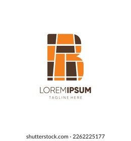 Ilustración de emblema gráfico del vector de diseño del logotipo inicial del piso B